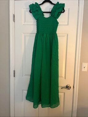 Green Ruffled Strap Maxi Dress for Girls